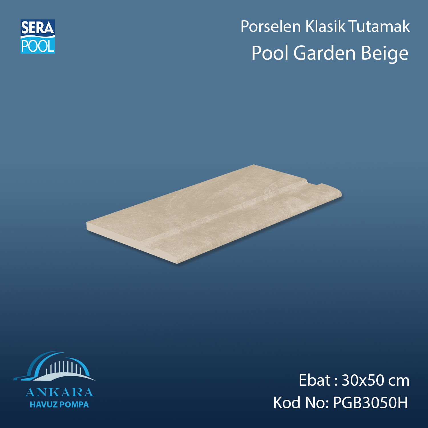 Pool Garden Beige 30x50 cm Porselen Tutamak
