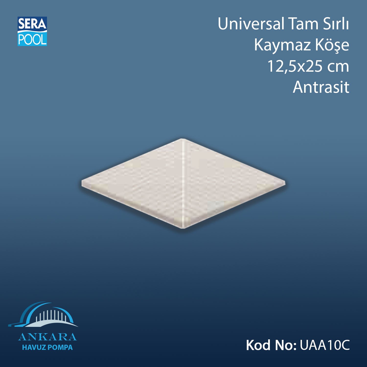 Universal Tam Sırlı Kaymaz Köşe 12,5x12,5 cm Antrasit