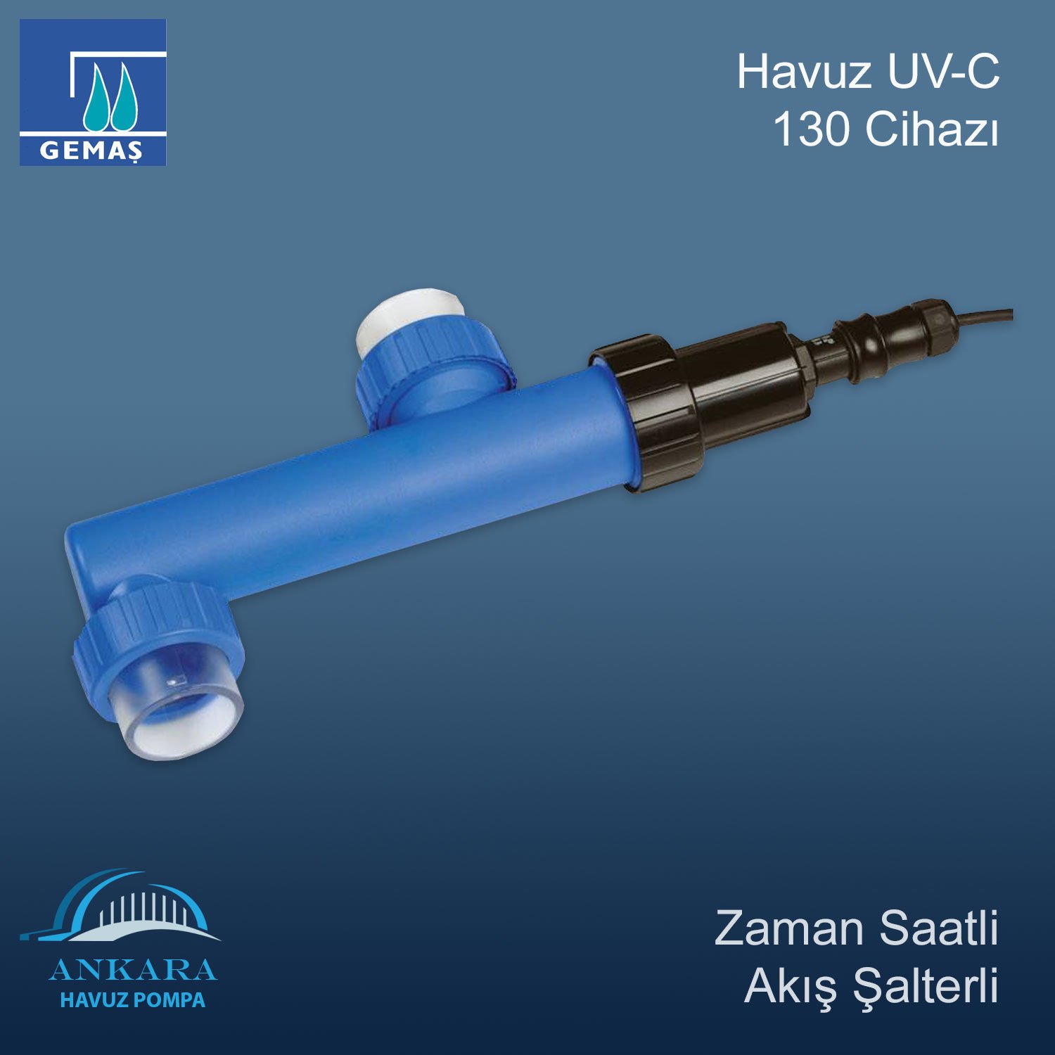 Havuz UV-C 130 Cihazı, Zaman Saatli, Akış Şalterli