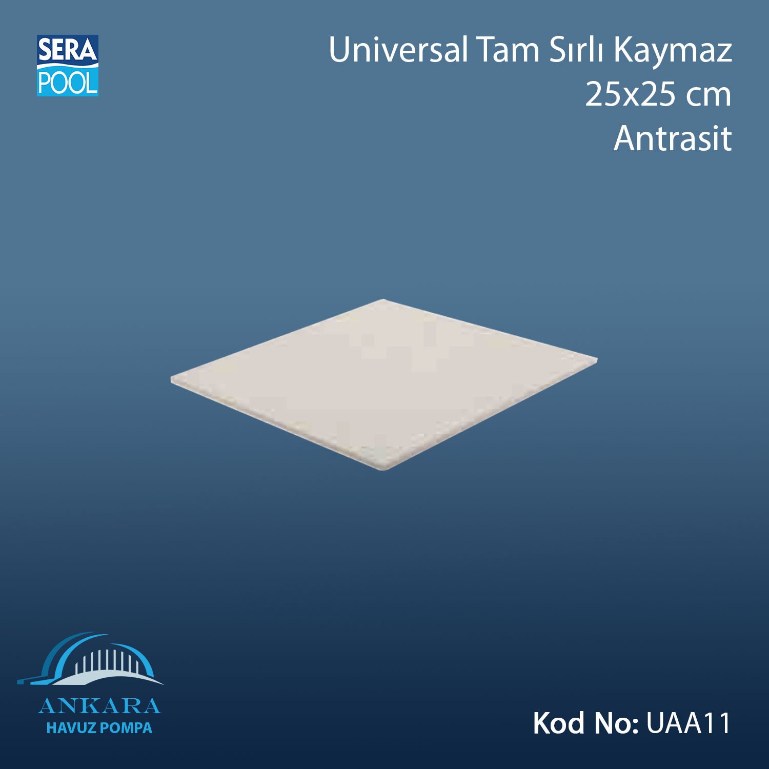 Universal Tam Sırlı Kaymaz 25x25 cm Antrasit