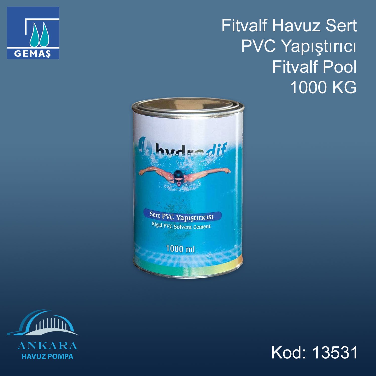 Fitvalf Havuz Sert PVC Yapıştırıcı Fitvalf Pool 1000 ml