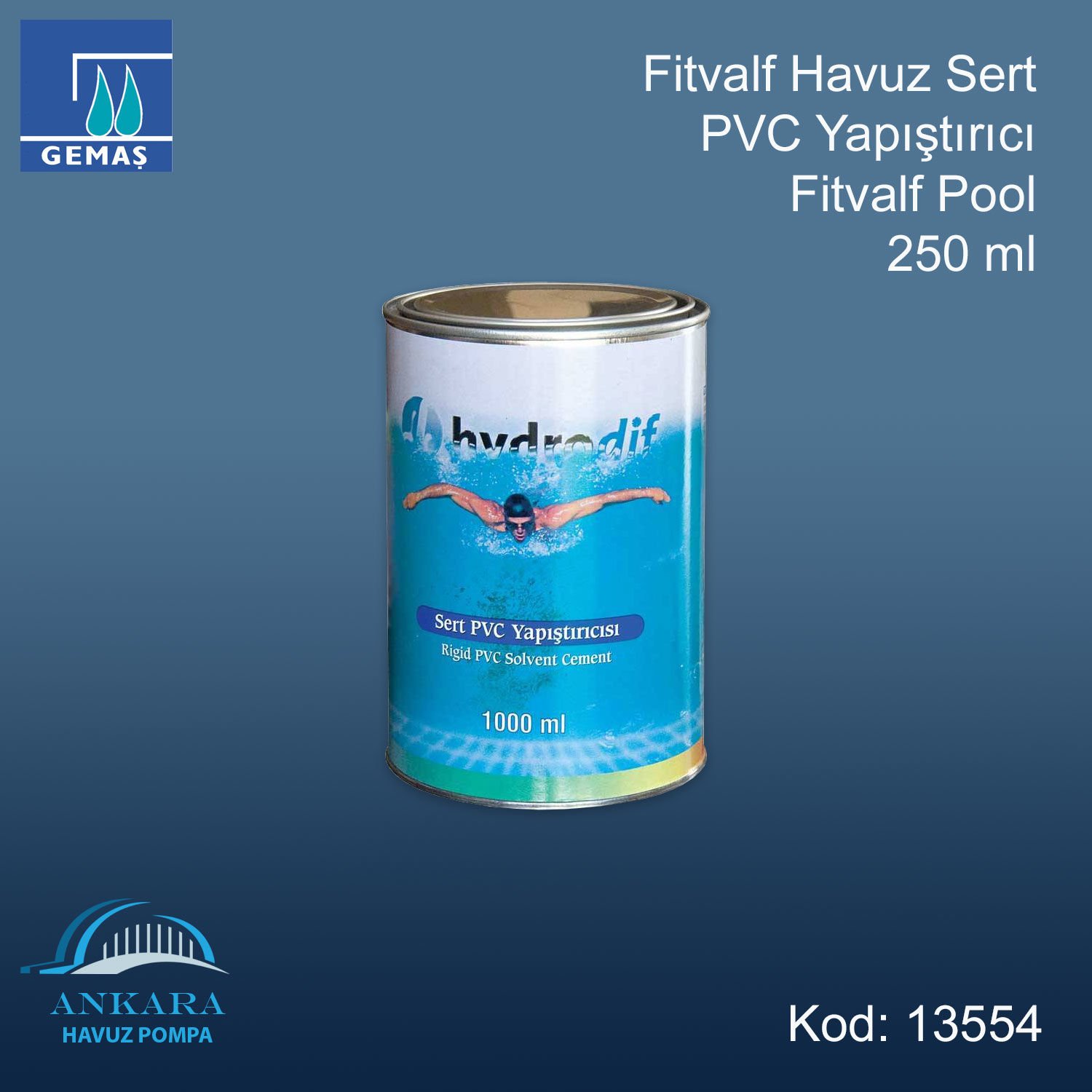 Fitvalf Havuz Sert PVC Yapıştırıcı Fitvalf Pool 250 ml