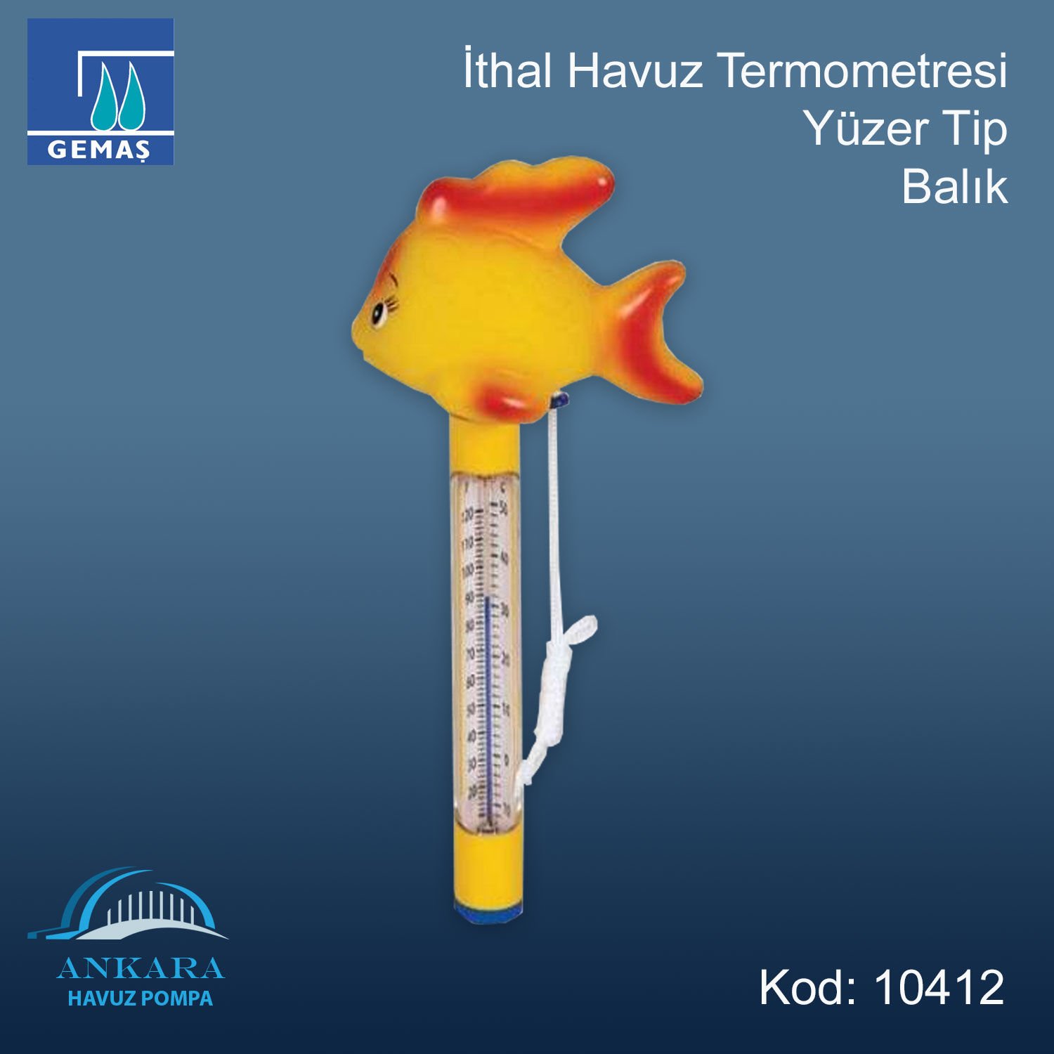 İthal Havuz Termometresi - Yüzer Tip - Havuz Göstergesi - Balık