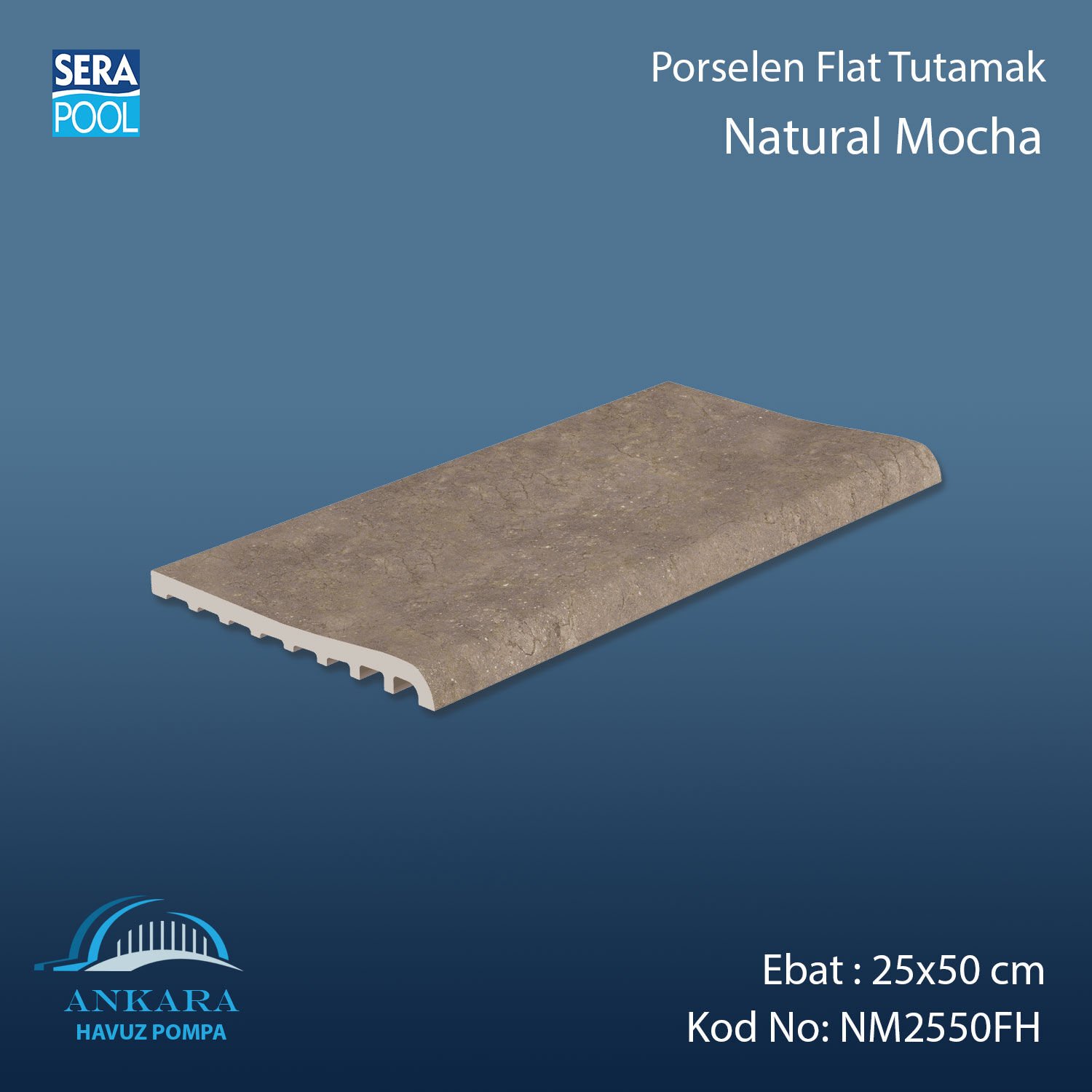 Natural Mocha 25x50 cm Flat Tutamak