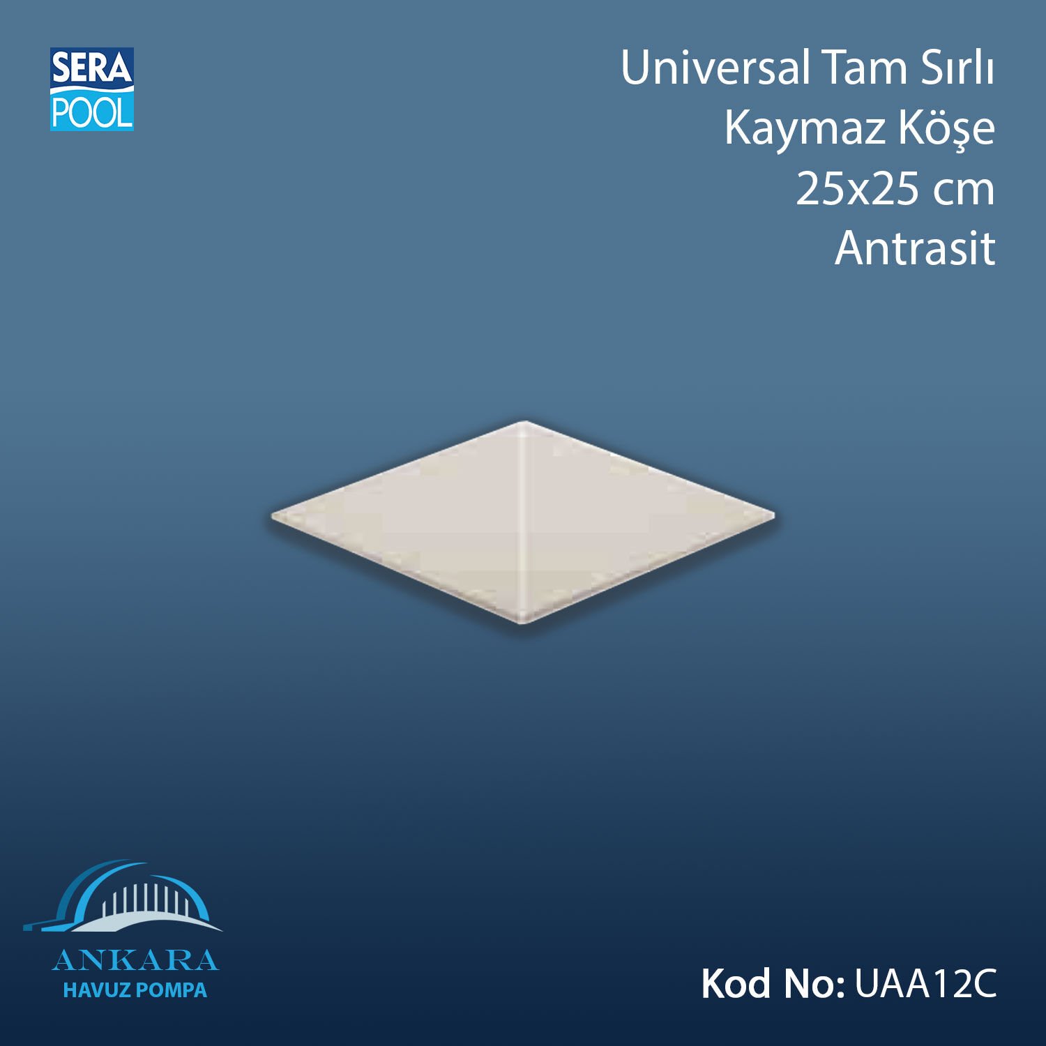 Universal Tam Sırlı Kaymaz Köşe 25x25 cm Antrasit