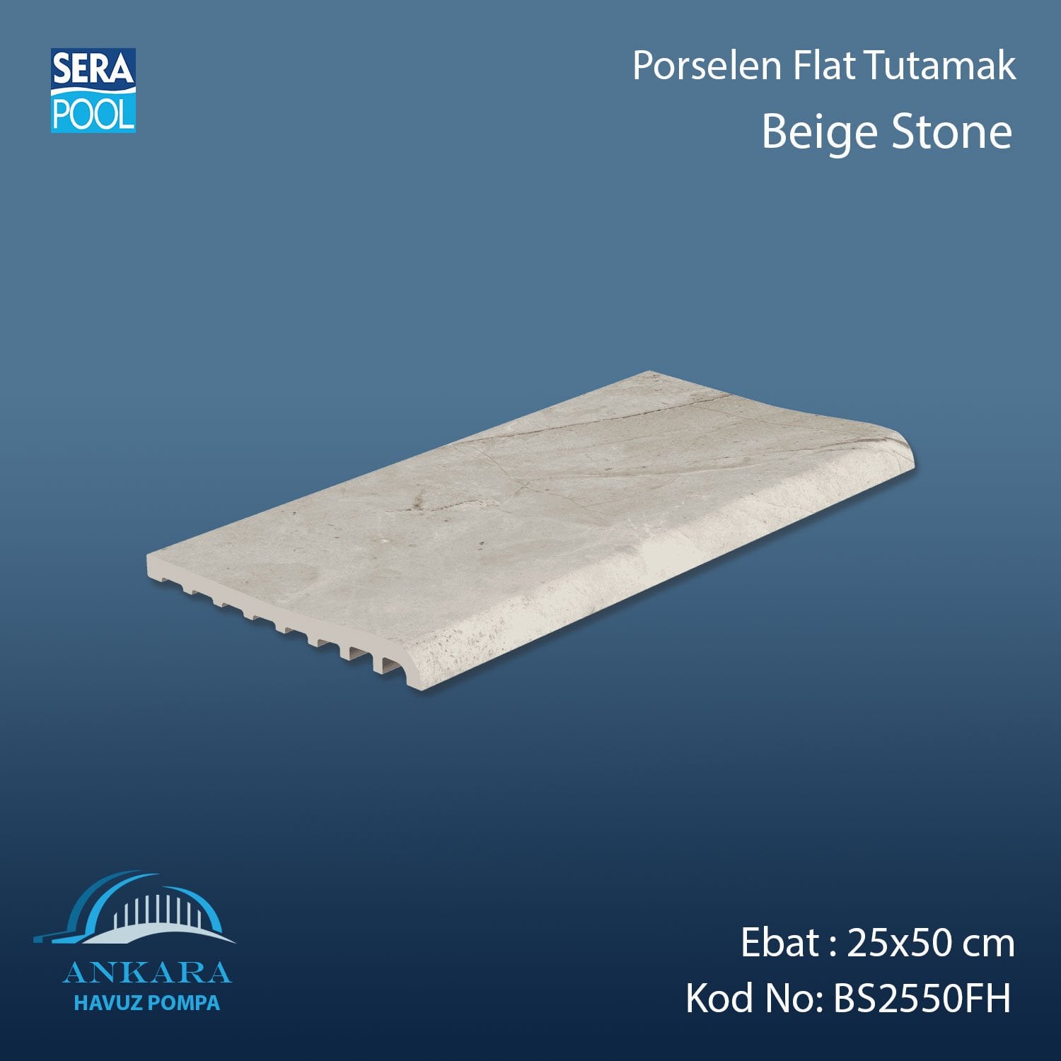 Beige Stone 25x50 cm Flat Tutamak