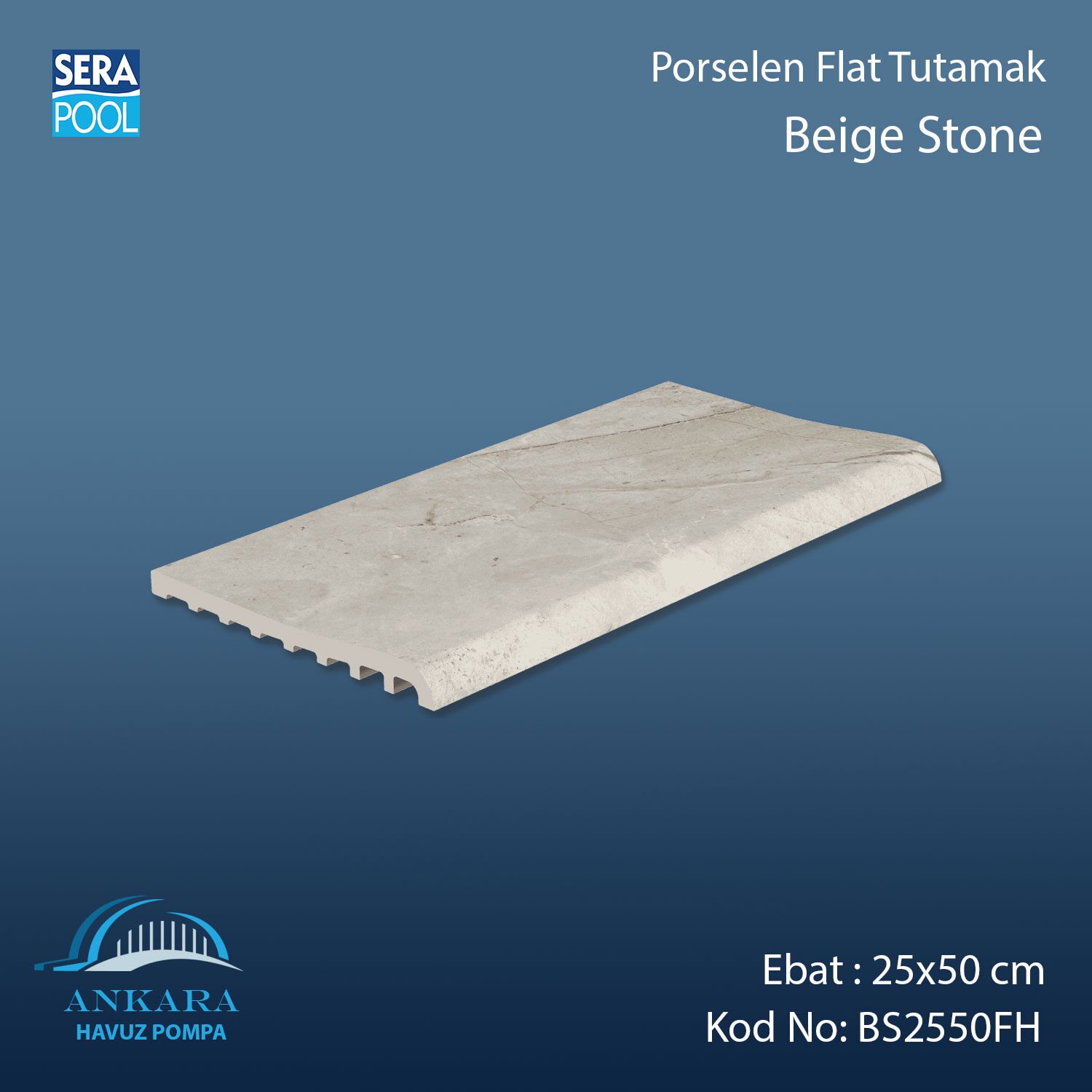 Beige Stone 25x50 cm Flat Tutamak