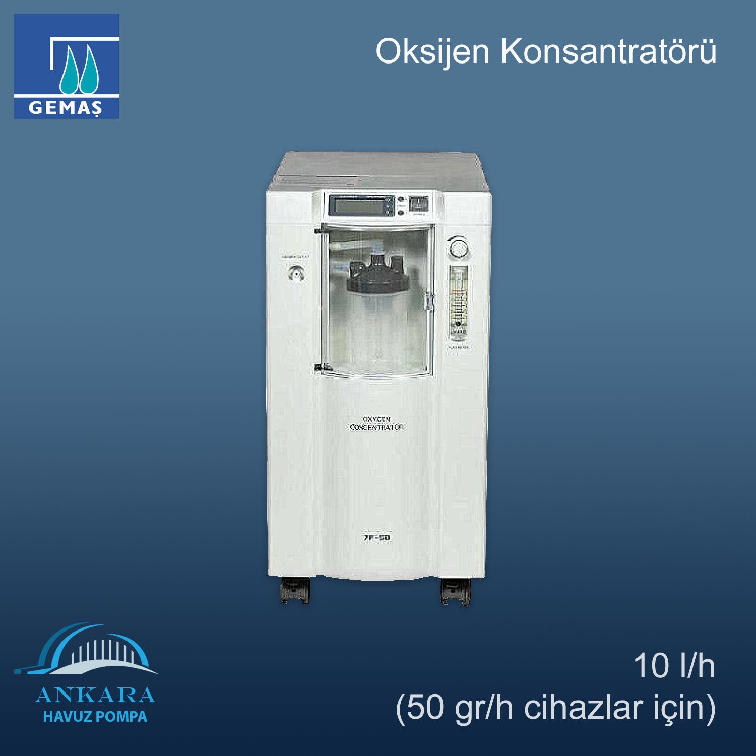 Oksijen Konsantratörü 10 l/h (50 gr/h cihazlar için)