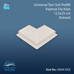 Universal Tam Sırlı Profilli Kaymaz Dış Köşe 12,5x25 cm Antrasit