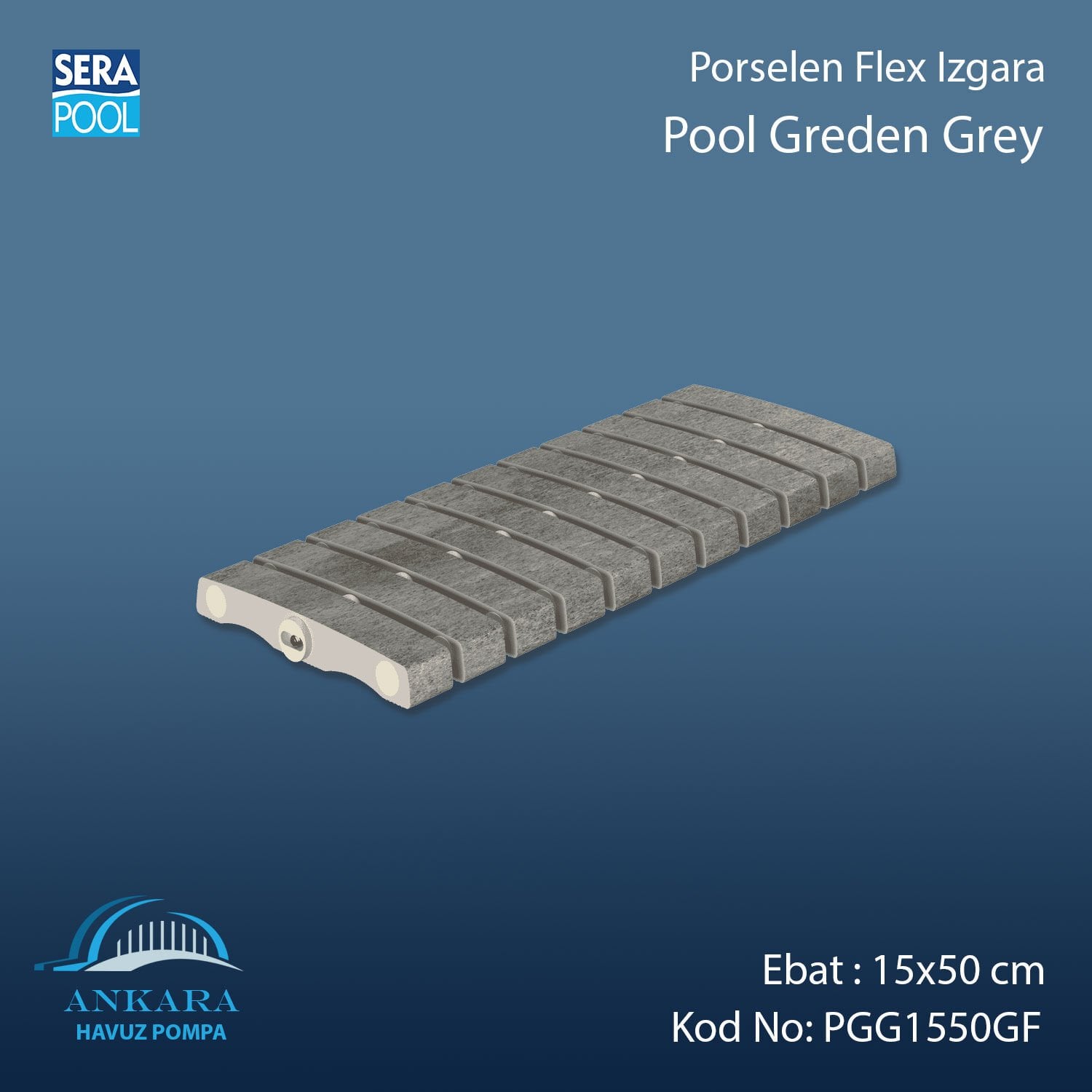 Pool Garden Grey 15x50 cm Flex Izgara