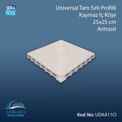 Universal Tam Sırlı Profilli Kaymaz İç Köşe 25x25 cm Antrasit