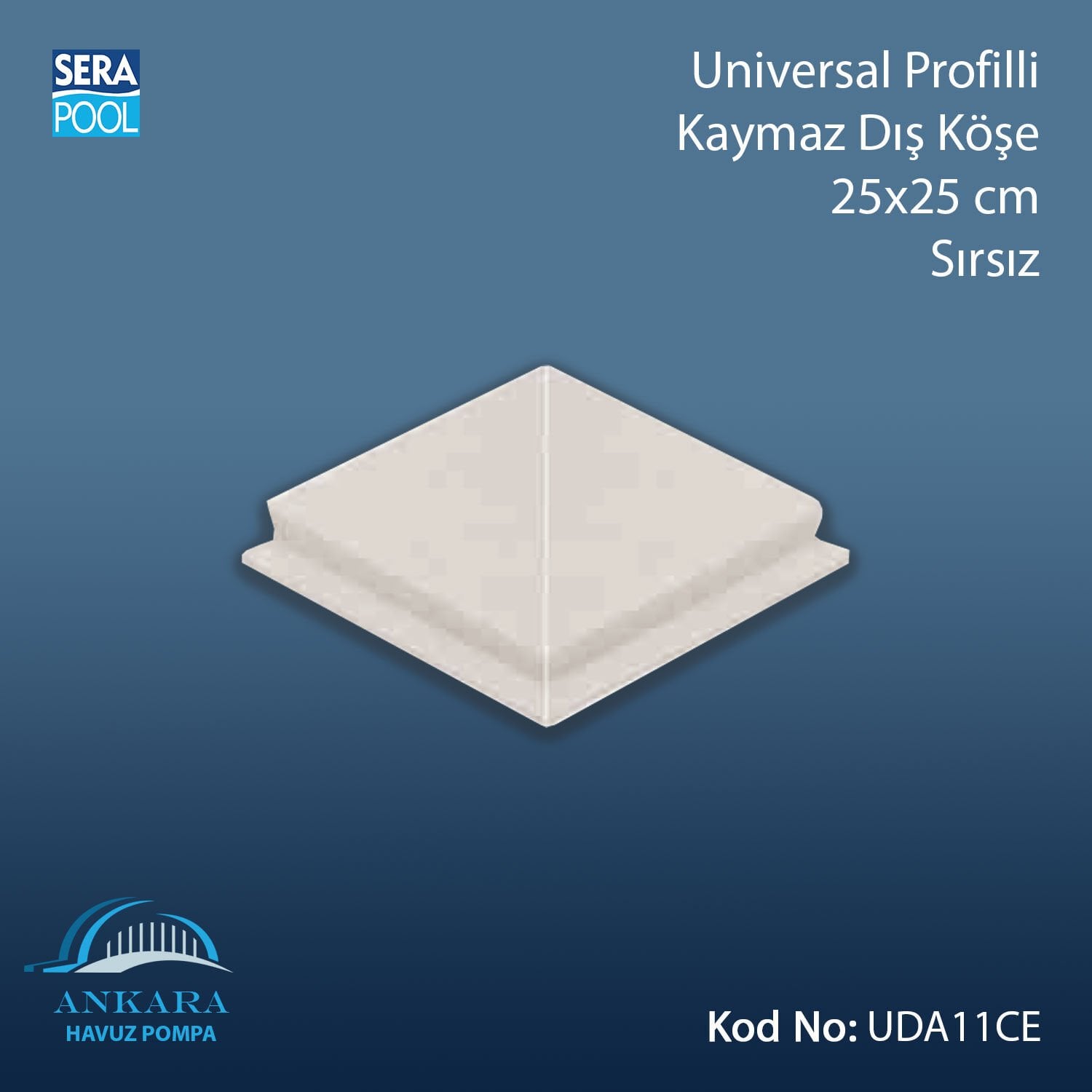 Universal Profilli Kaymaz Dış Köşe 25x25 cm Sırsız