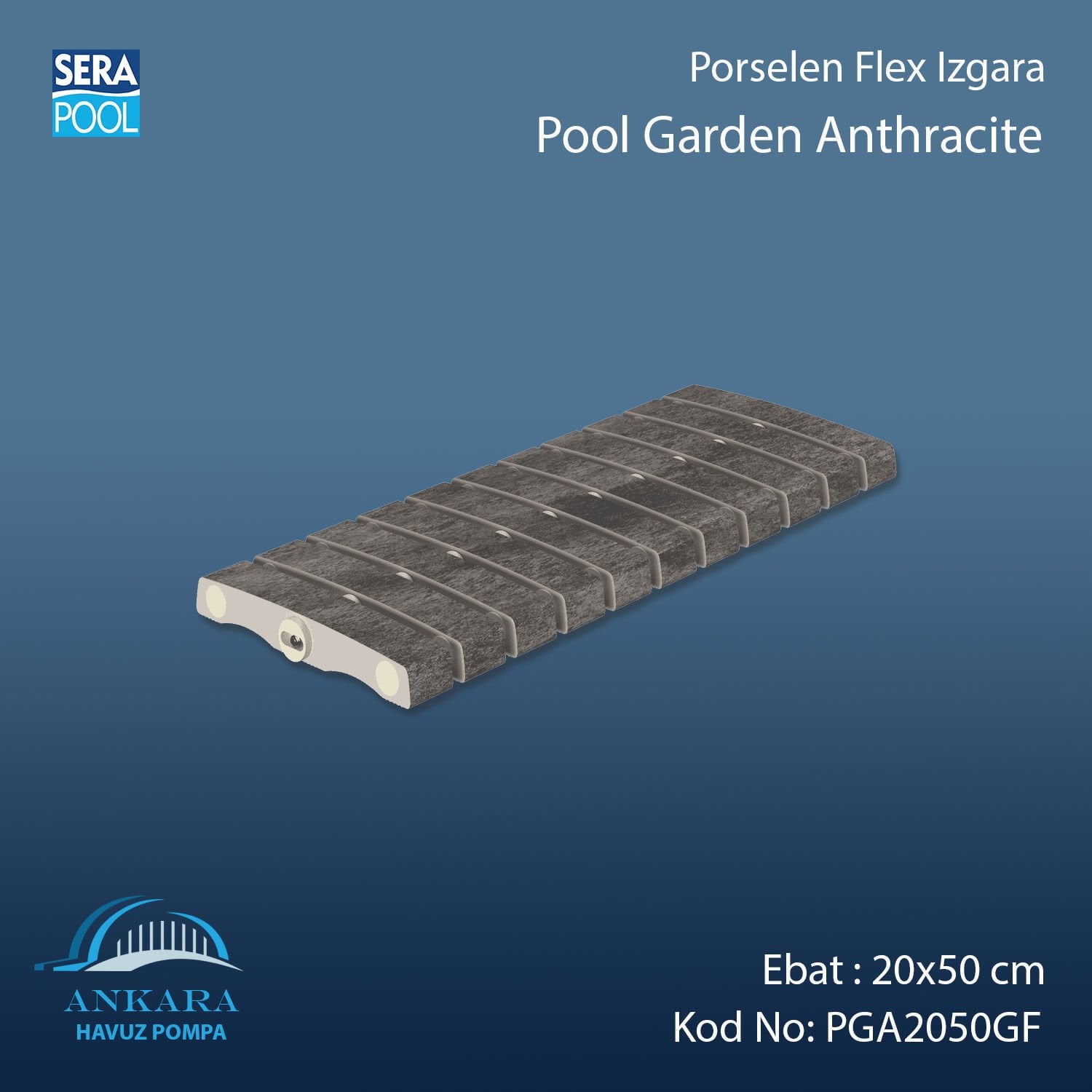 Pool Garden Anthracite 20x50 cm Flex Izgara