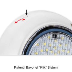 MİDİ-Clicker” Havuz Su altı Aydınlatma Lambası. Kovansız, Tek Renkli - 72 LED Beyaz - 11 W