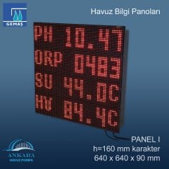Havuz Bilgi Panoları - PANEL I, h=160 mm karakter - 640 x 640 x 90 mm