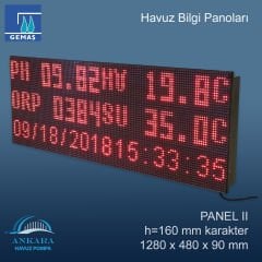 Havuz Bilgi Panoları - PANEL II, h=160 mm karakter - 1280 x 480 x 90 mm