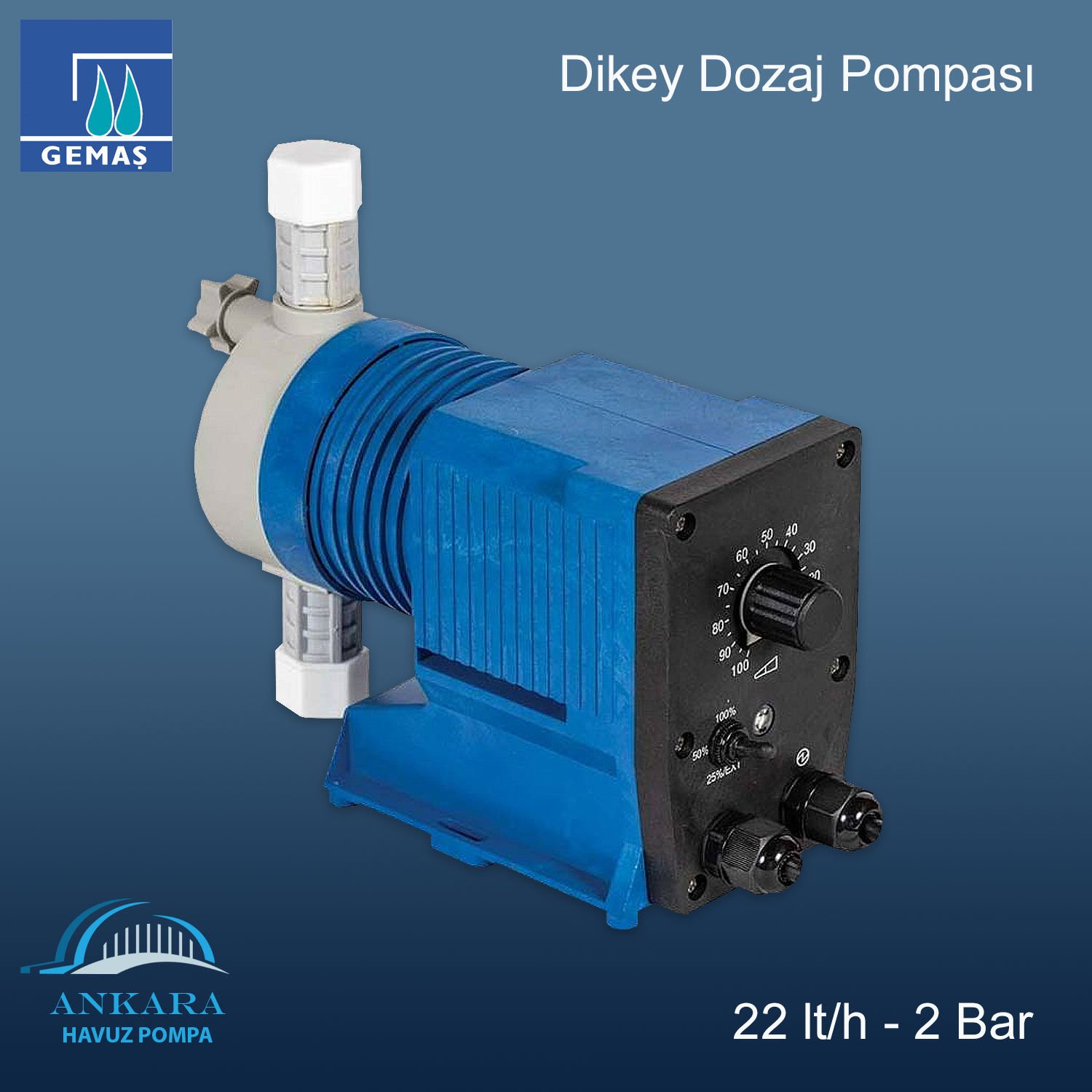 22 lt/h-2 Bar Dikey Dozaj Pompası
