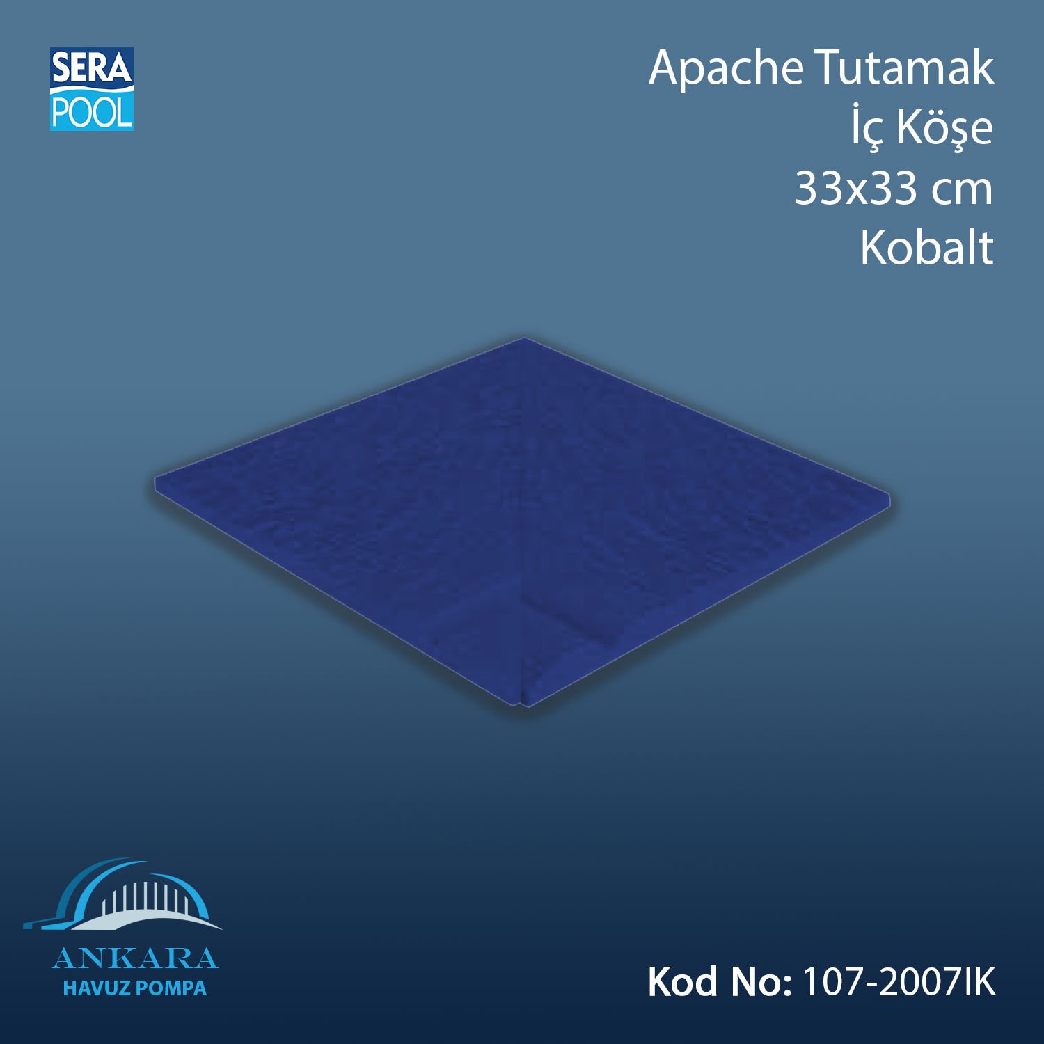 Apache Tutamak İç Köşe 33x33 cm Kobalt