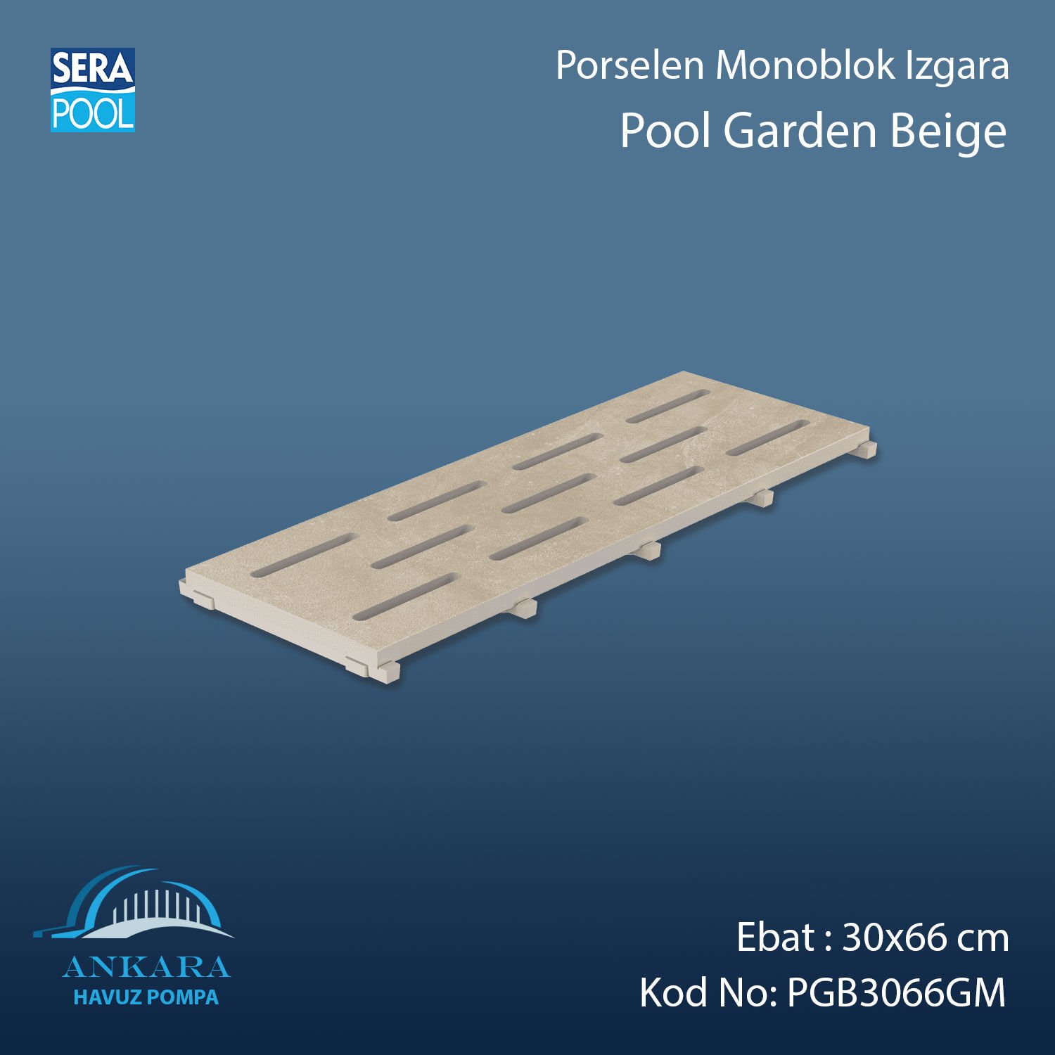 Pool Garden Beige 30x66 cm Monoblok Izgara