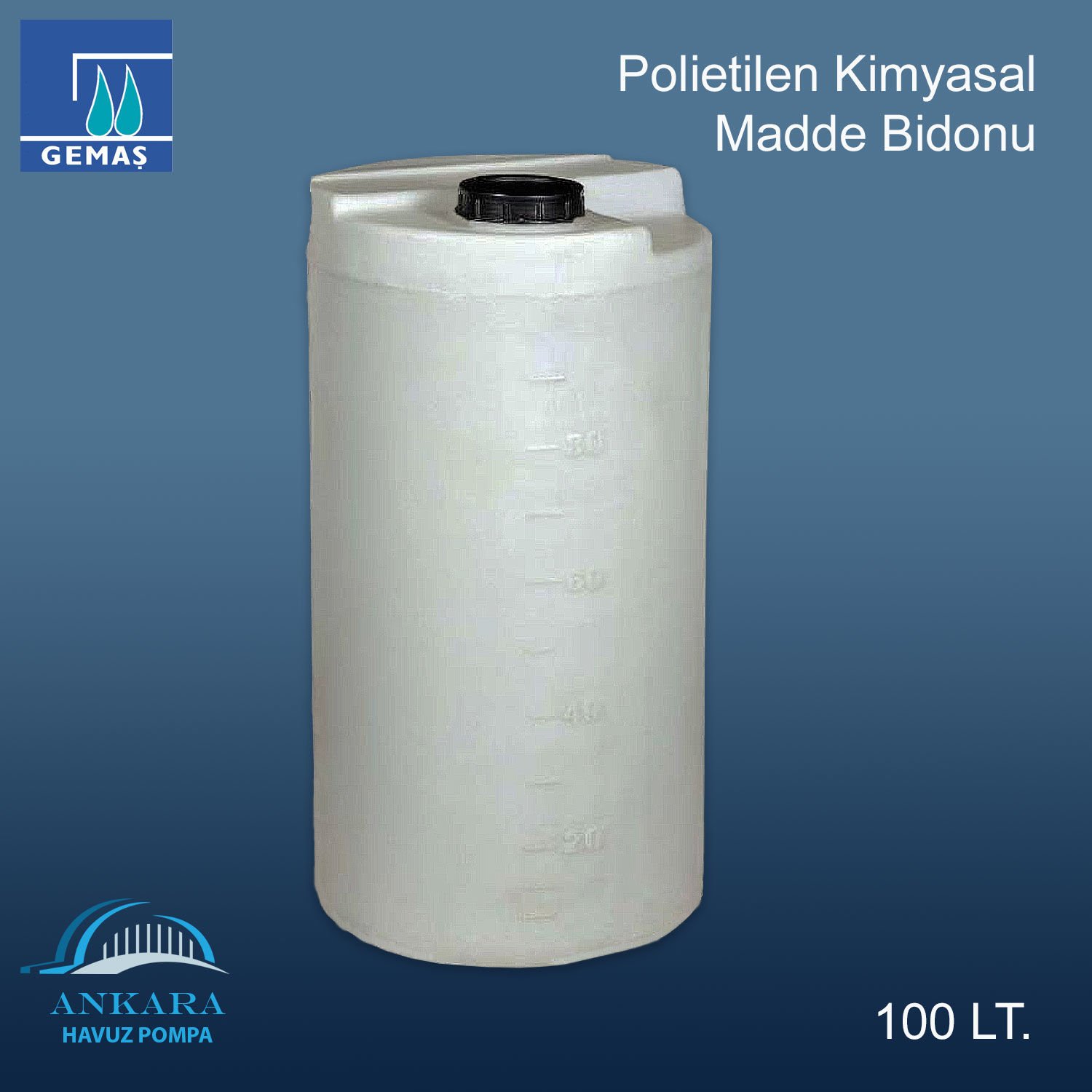 Polietilen Kimyasal Madde Bidonu - 100 LT