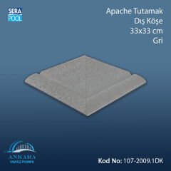 Apache Tam Sırlı Tutamak Dış Köşe 33x33 cm Gri