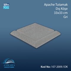 Apache Tam Sırlı Tutamak Dış Köşe 33x33 cm Gri