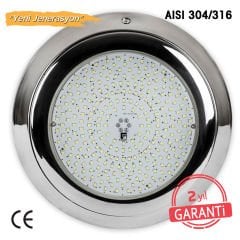 SlimLED-INOX” Havuz Sualtı Aydınlatma Lambası. Kovansız - Reçine Dolgulu, Tek Renkli - 252 LED Mavi - 36 W