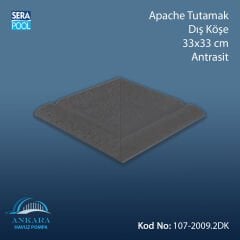 Apache Tam Sırlı Tutamak Dış Köşe 33x33 cm Antrasit