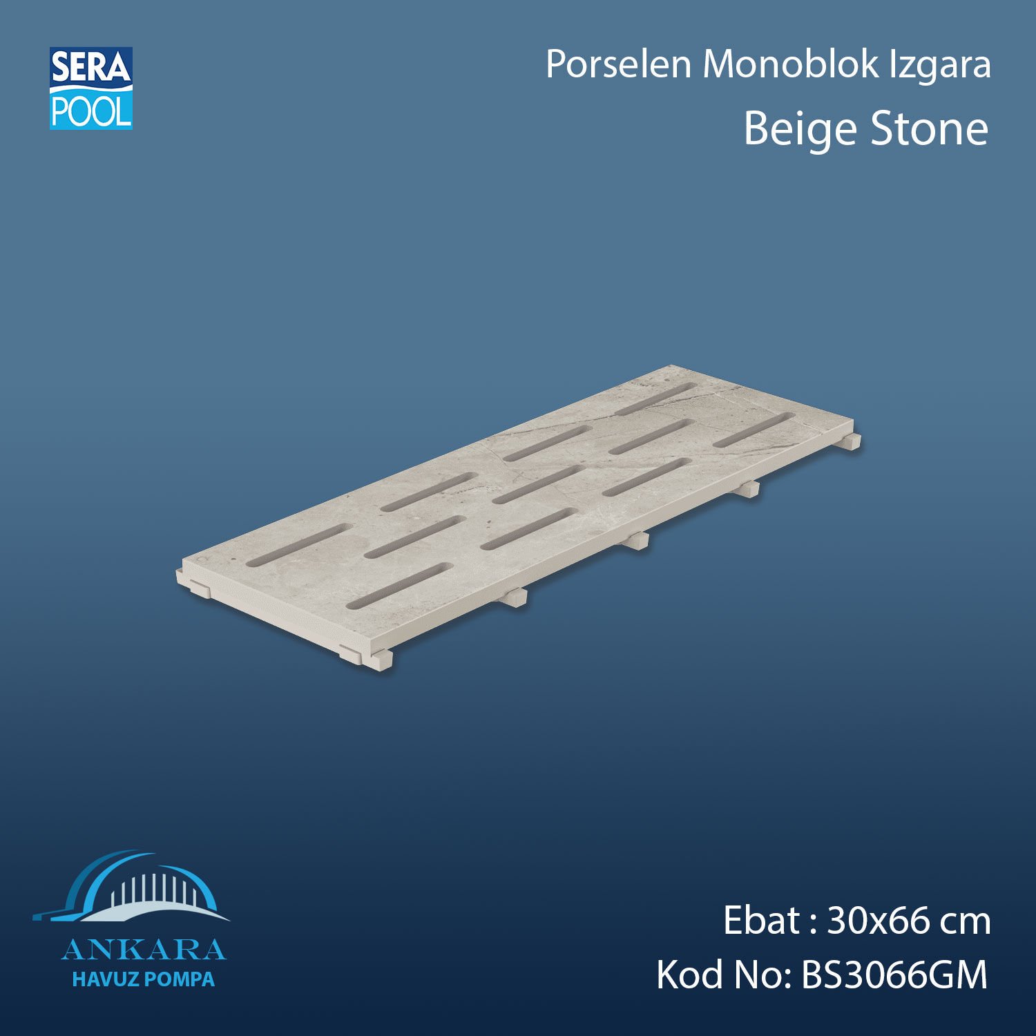 Beige Stone 30x66 cm Monoblok Izgara