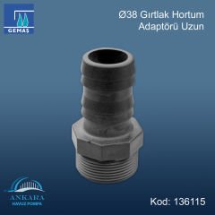 Ø38 Gırtlak Hortum Adaptörü Uzun