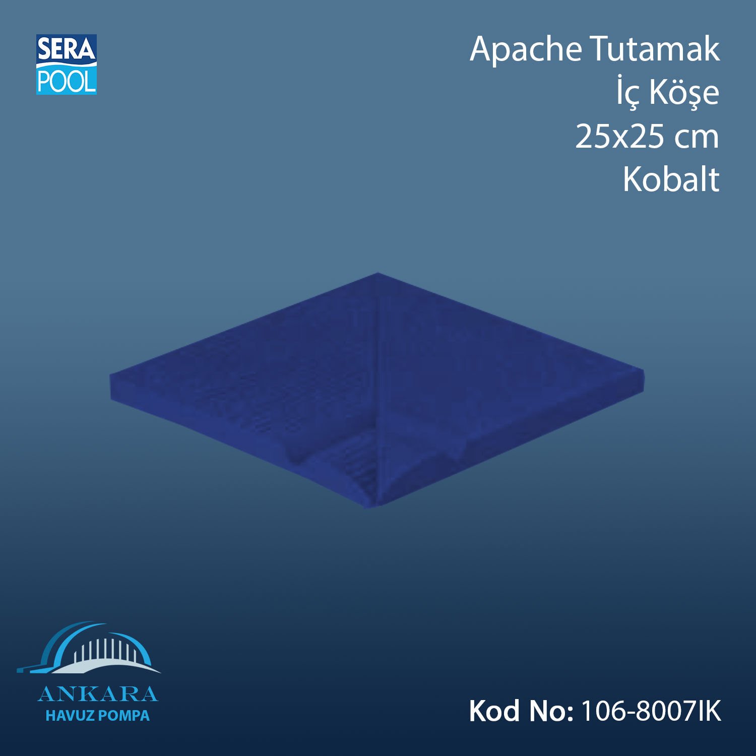 Apache Tutamak İç Köşe 25x50 cm Kobalt