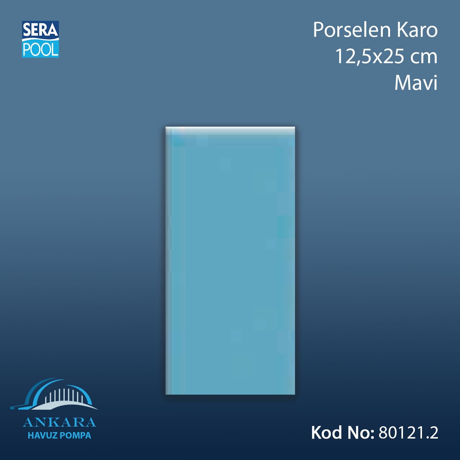 Porselen Karo 12,5x25 cm Mavi (m² ile satın alma)