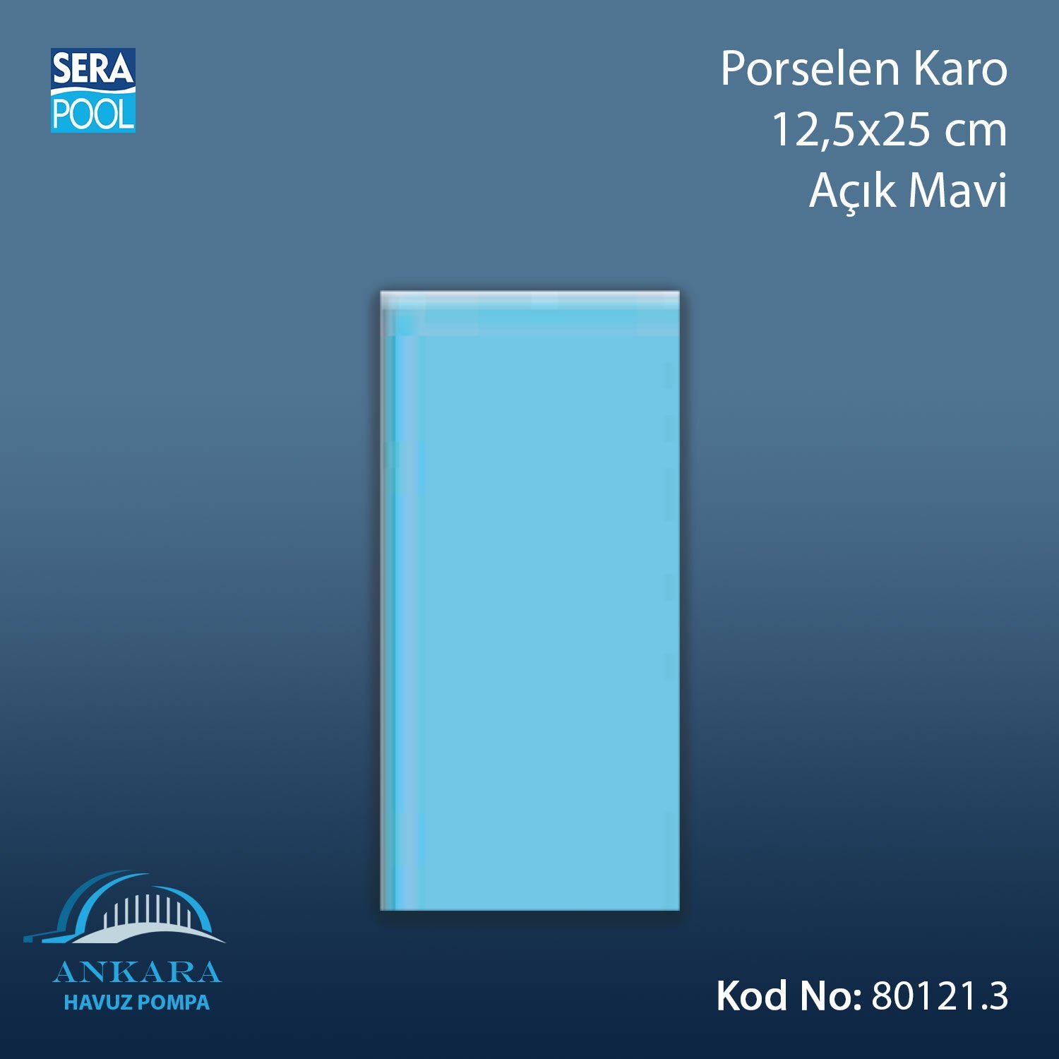 Porselen Karo 12,5x25 cm Açık Mavi (m² ile satın alma)