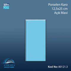 Porselen Karo 12,5x25 cm Açık Mavi