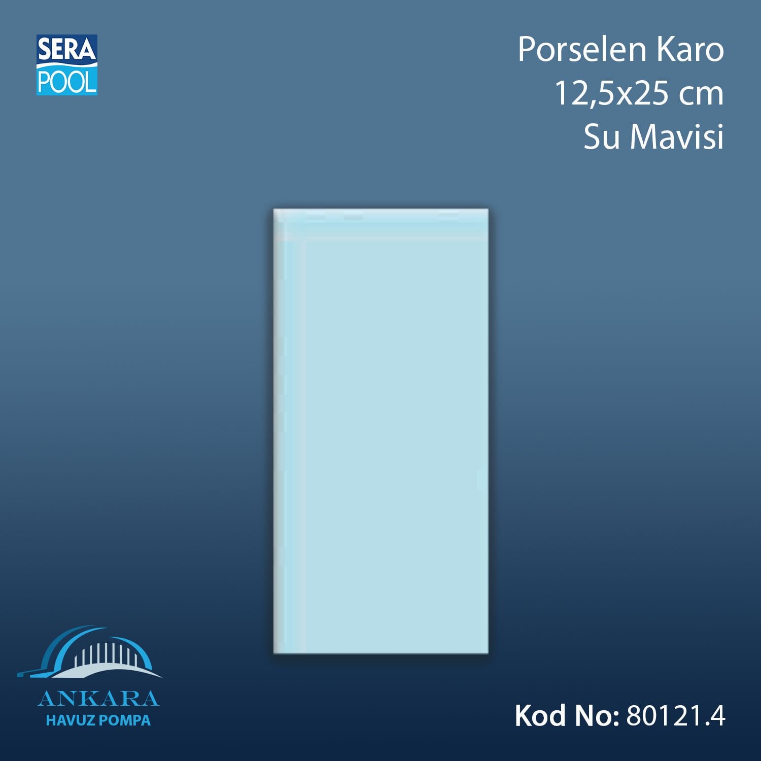 Porselen Karo 12,5x25 cm Su Mavisi (m² ile satın alma)