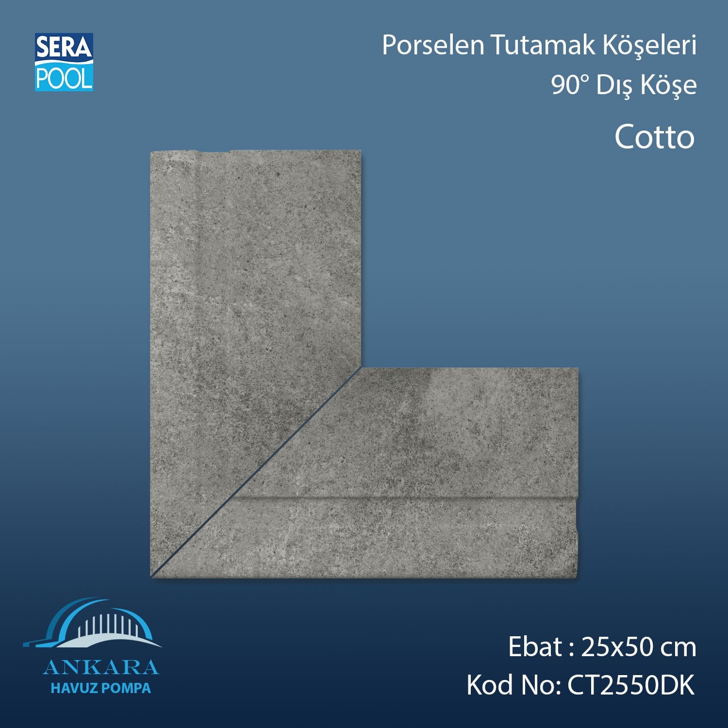 Cotto 25x50 cm 90° Dış Köşe Porselen Tutamak Köşeleri
