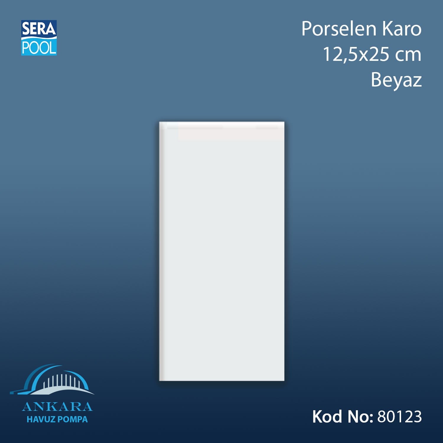 Porselen Karo 12,5x25 cm Beyaz (m² ile satın alma)