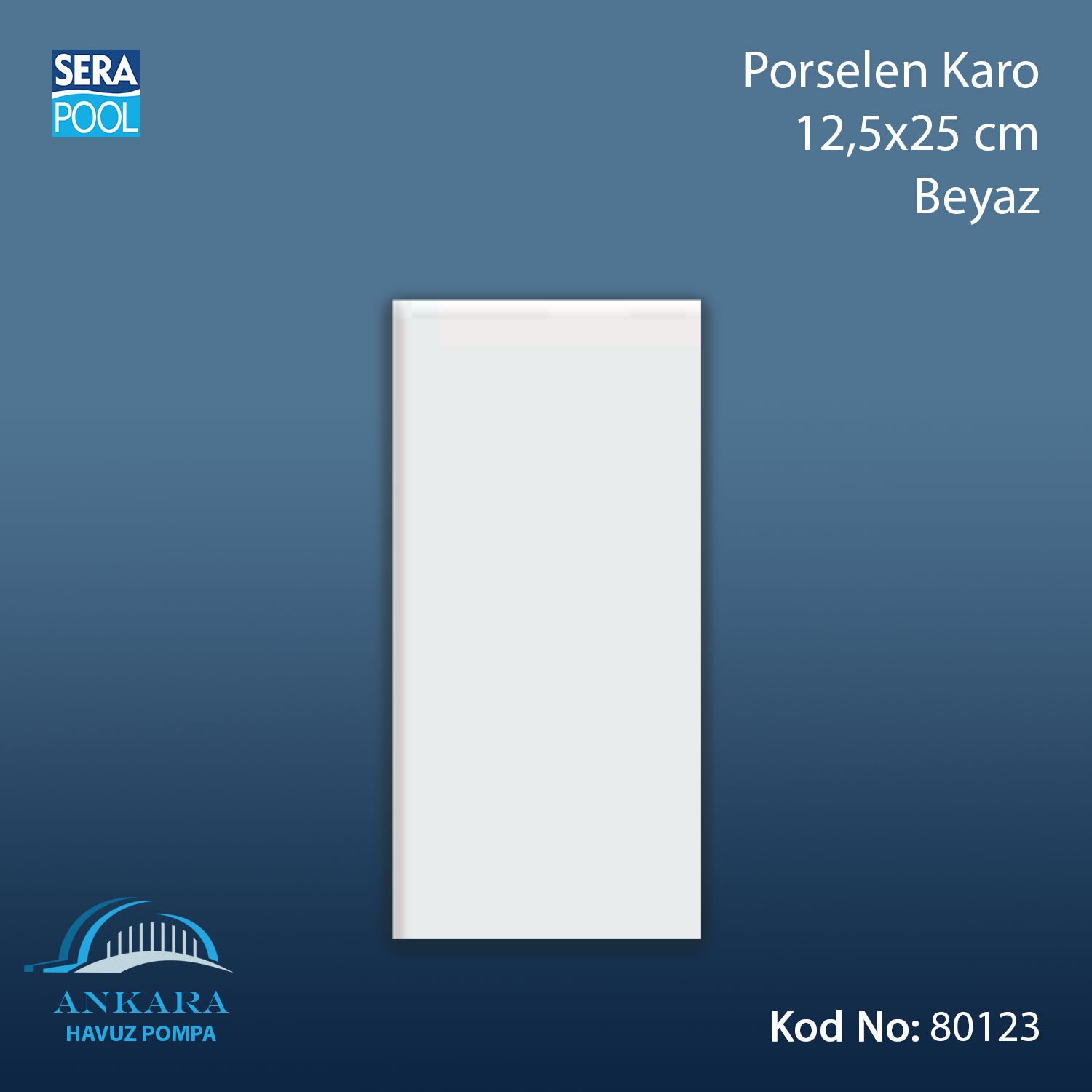 Porselen Karo 12,5x25 cm Beyaz (m² ile satın alma)