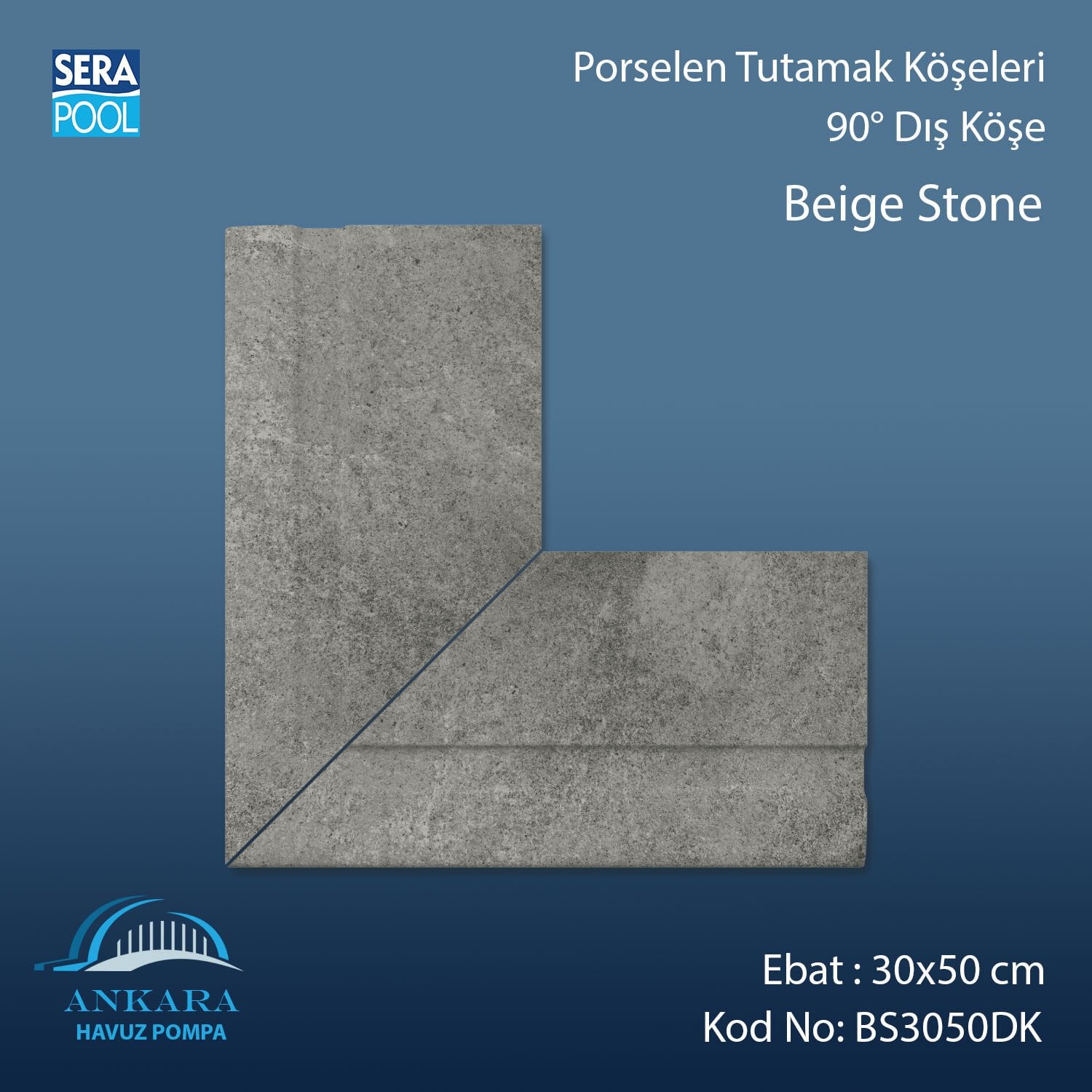 Beige Stone 30x50 cm 90° Dış Köşe Porselen Tutamak Köşeleri