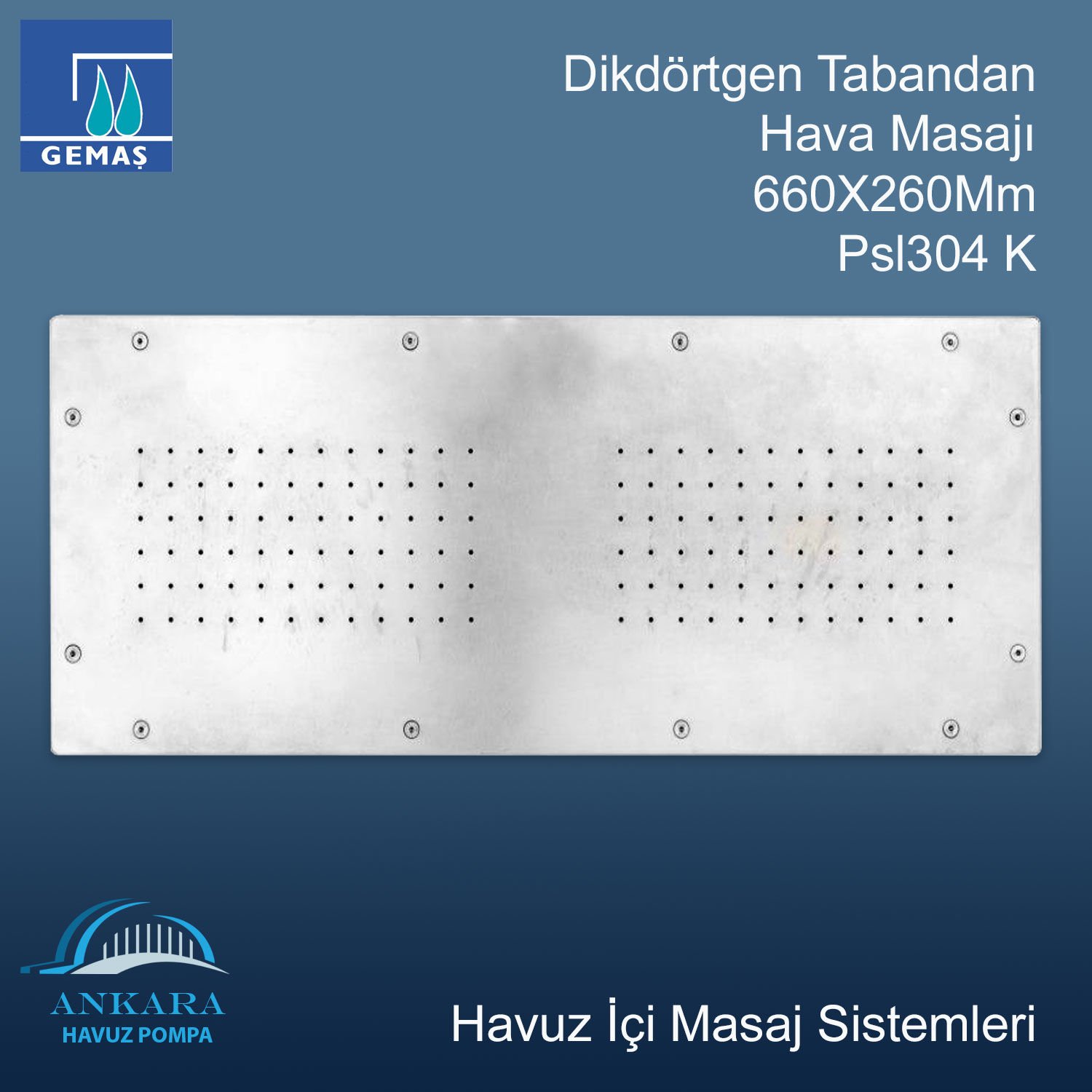 Dikdörtgen Tabandan Hava Masajı 660X260Mm-Psl304 K