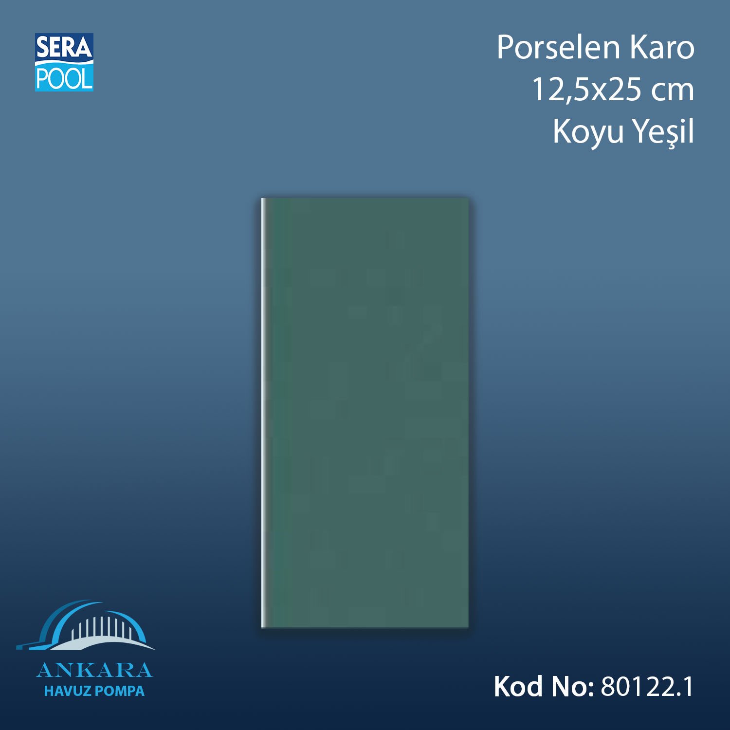 Porselen Karo 12,5x25 cm Koyu Yeşil (m² ile satın alma)