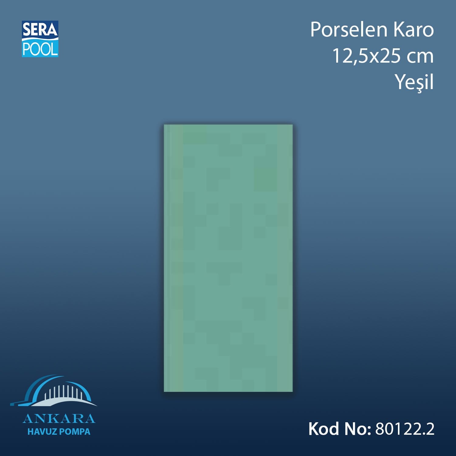 Porselen Karo 12,5x25 cm Yeşil (m² ile satın alma)