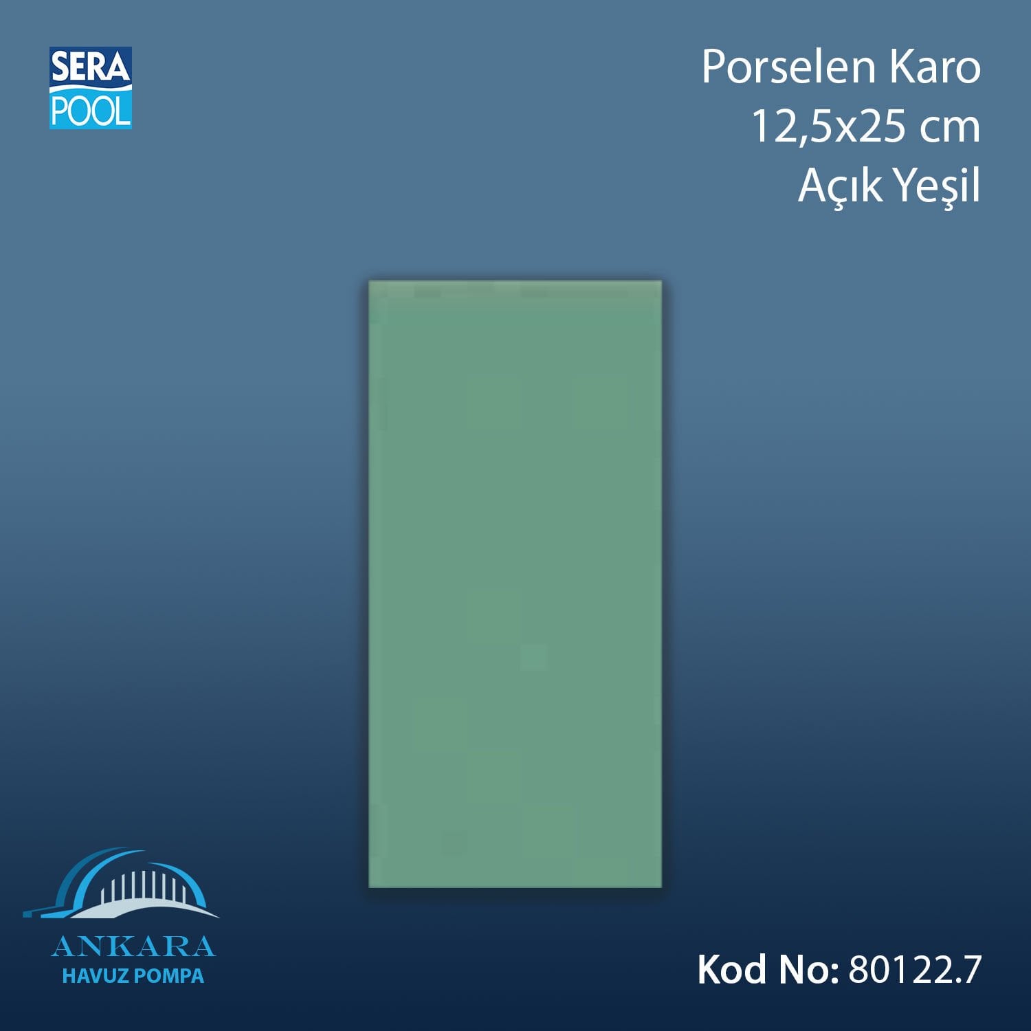 Porselen Karo 12,5x25 cm Açık Yeşil (m² ile satın alma)