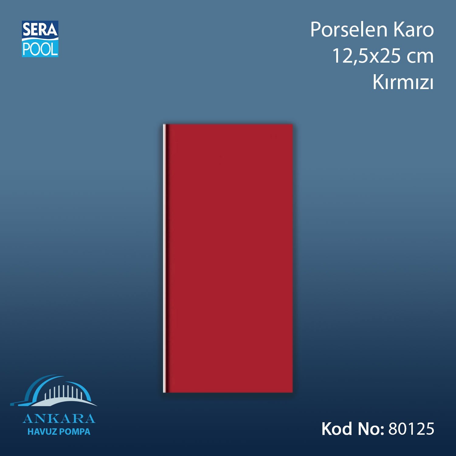 Porselen Karo 12,5x25 cm Kırmızı (m² ile satın alma)