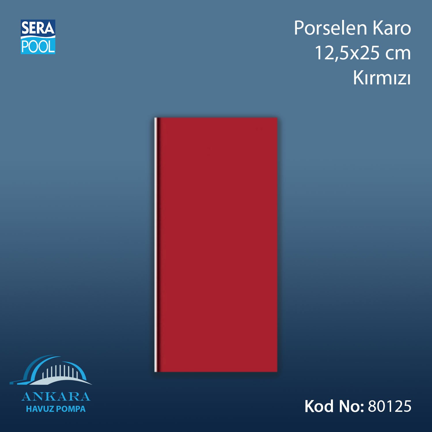 Porselen Karo 12,5x25 cm Kırmızı (m² ile satın alma)