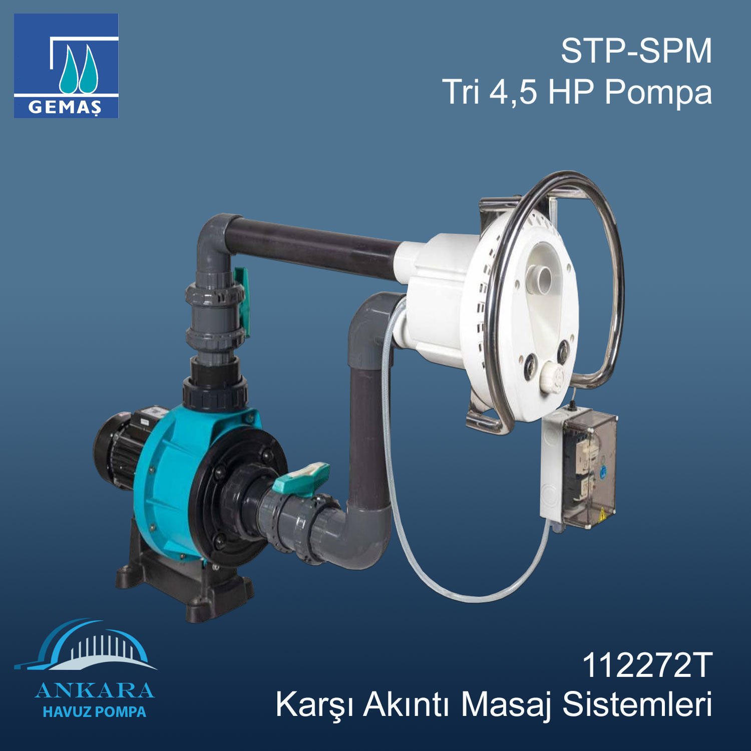 STP-SPM Karşı Akıntı Masaj Sistemi Tri 4,5 HP Pompa