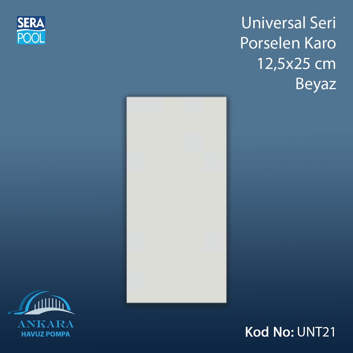 Universal Seri Porselen Karo 12,5x25cm Beyaz (m² ile satın alma)