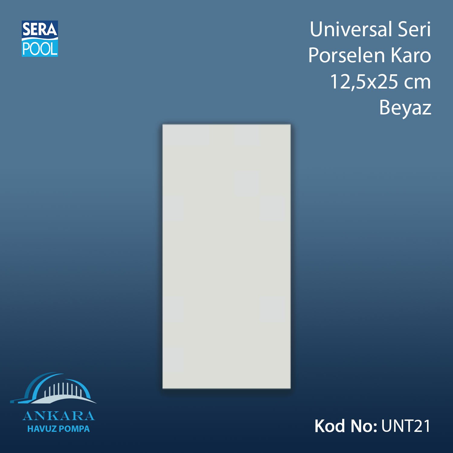 Universal Seri Porselen Karo 12,5x25cm Beyaz (m² ile satın alma)
