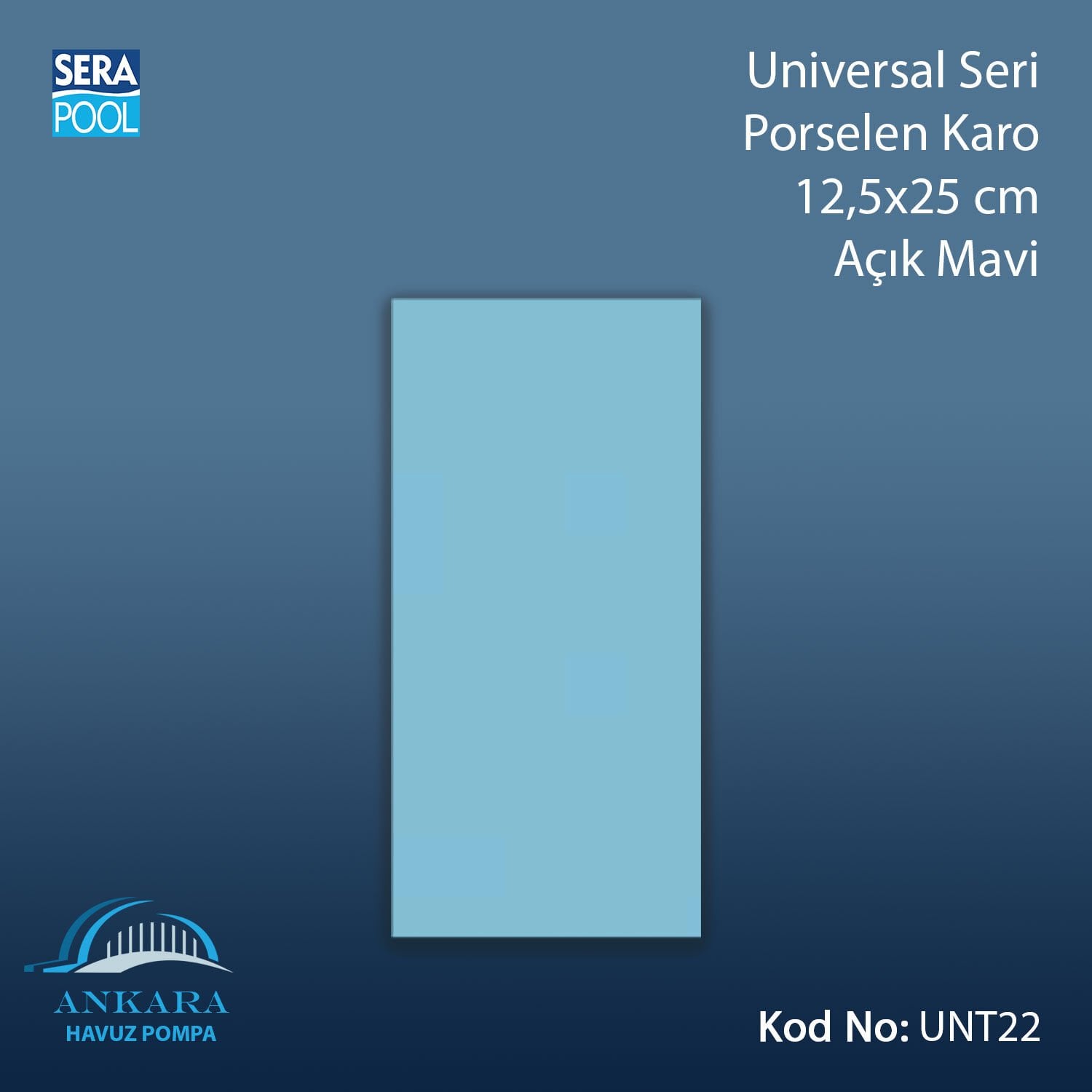 Universal Seri Porselen Karo 12,5x25cm Açık Mavi (m² ile satın alma)