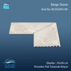 Beige Stone 25x50 cm 90° Dış Köşe Porselen Flat Tutamak Köşeleri